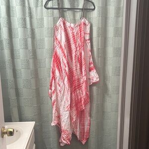Michael kors Red and White Tie-Dye Flowy Slip Dress